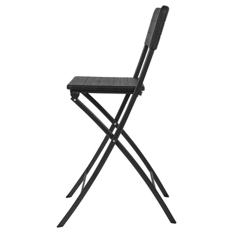 Bolero Folding Bar Chairs Black Wood-Effect (2 Pack)