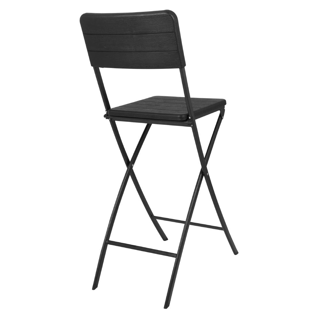 Bolero Folding Bar Chairs Black Wood-Effect (2 Pack)