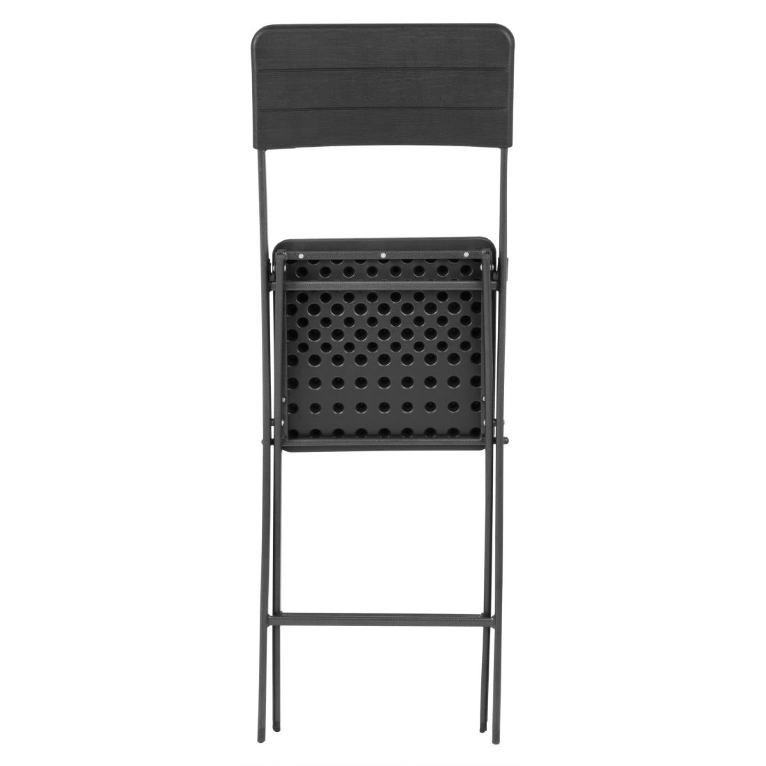 Bolero Folding Bar Chairs Black Wood-Effect (2 Pack)