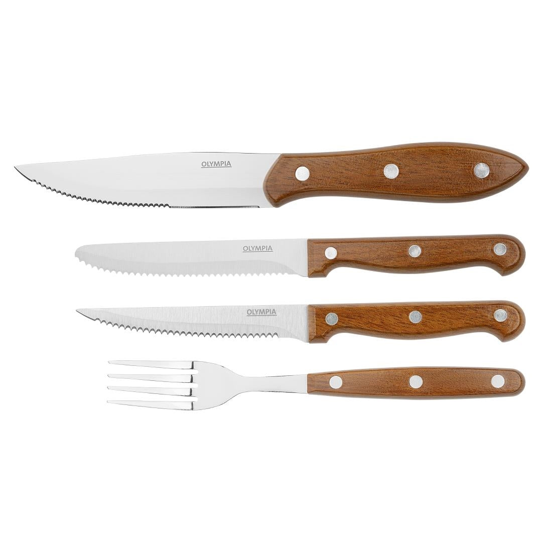 Olympia Steak Forks with Wood Effect Handles (12 Pack)