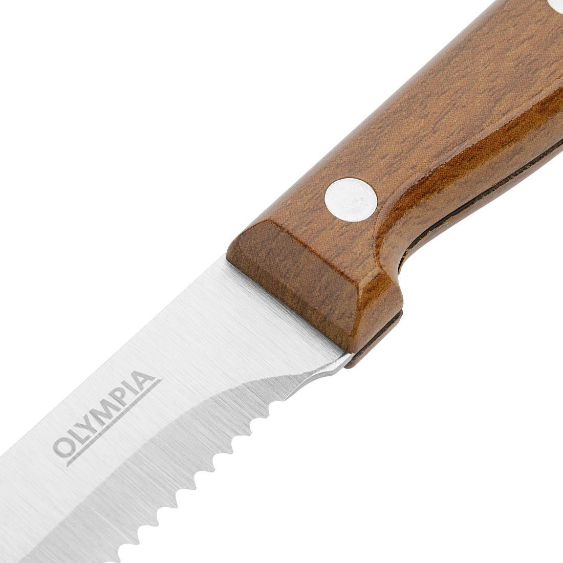 Olympia Rounded Steak Knives with Wood Effect Handles (12 Pack)