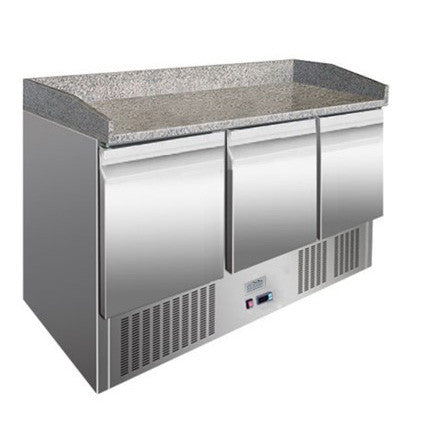 Ice-A-Cool ICE3852GR 3 Door Marble Top Refrigerated Preparation Counter  380 Litres