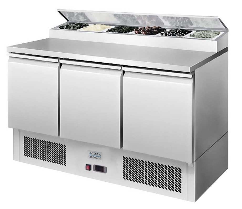 Ice-A-Cool ICE3853GR 3 Door Refrigerated Saladette Preparation Counter 380 Litres