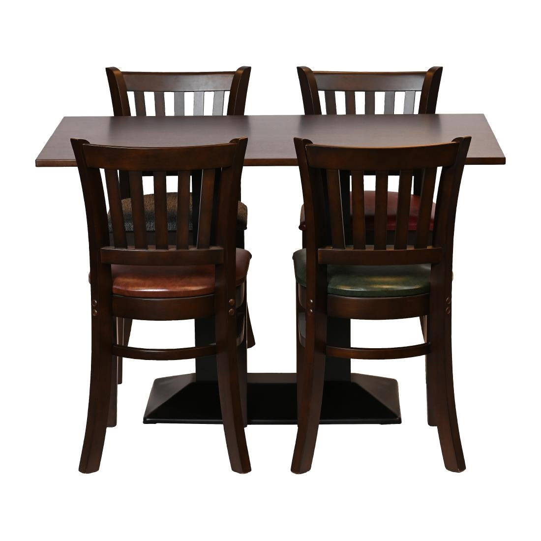 Turin Dining Table with 4 Manhattan Chairs in Dark Walnut with Bison Espresso
