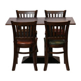 Turin Dining Table with 4 Manhattan Chairs in Dark Walnut with Bison Bordeaux