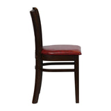 Turin Dining Table with 4 Manhattan Chairs in Dark Walnut with Bison Bordeaux