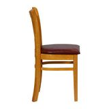 Turin Dining Table with 4 Manhattan Chairs in Soft Oak with Bison Bordeaux