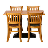 Turin Dining Table with 4 Manhattan Chairs in Soft Oak with Shetland Sea