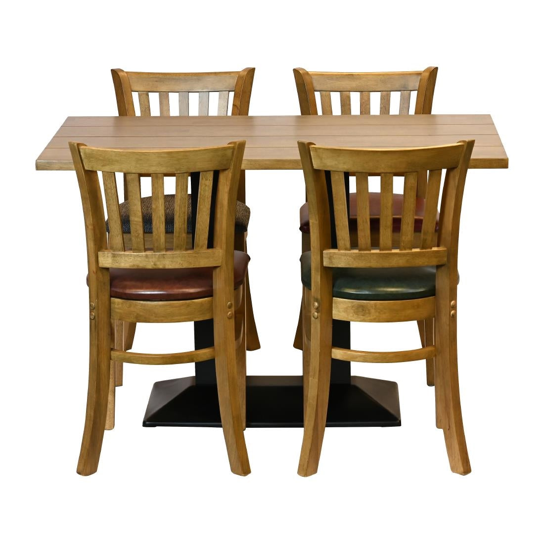 Turin Dining Table with 4 Manhattan Dining Chairs Weathered Oak with Bison Bordeaux