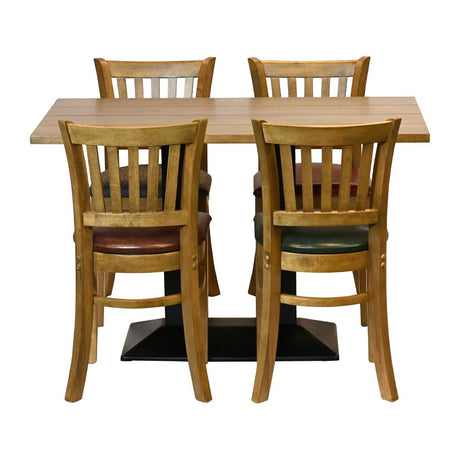 Turin Dining Table with 4 Manhattan Dining Chairs Weathered Oak with Bison Bordeaux