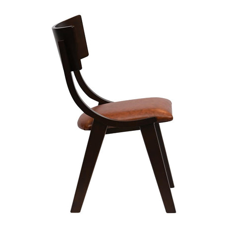 Chelsea Dining Chairs in Dark Walnut with Bison Tan Seats (6 Pack)
