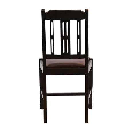 Lattice Back Dining Chair in Dark Walnut with Bison Espresso Seat (6 Pack)