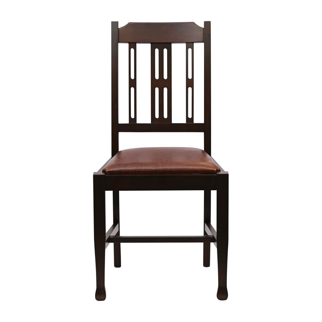 Lattice Back Dining Chair in Dark Walnut with Bison Espresso Seat (6 Pack)