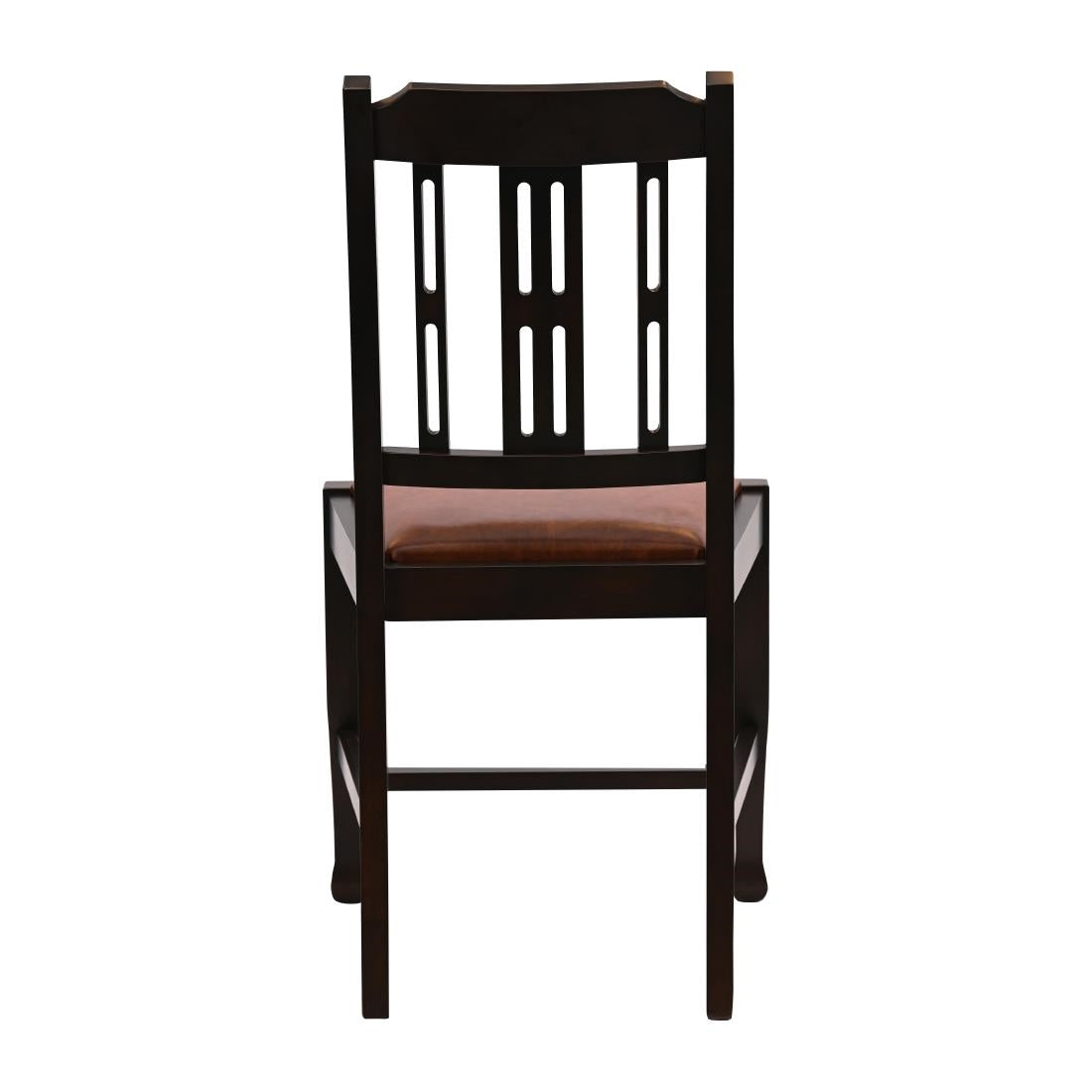 Lattice Back Dining Chair in Dark Walnut with Bison Tan Seat (6 Pack)