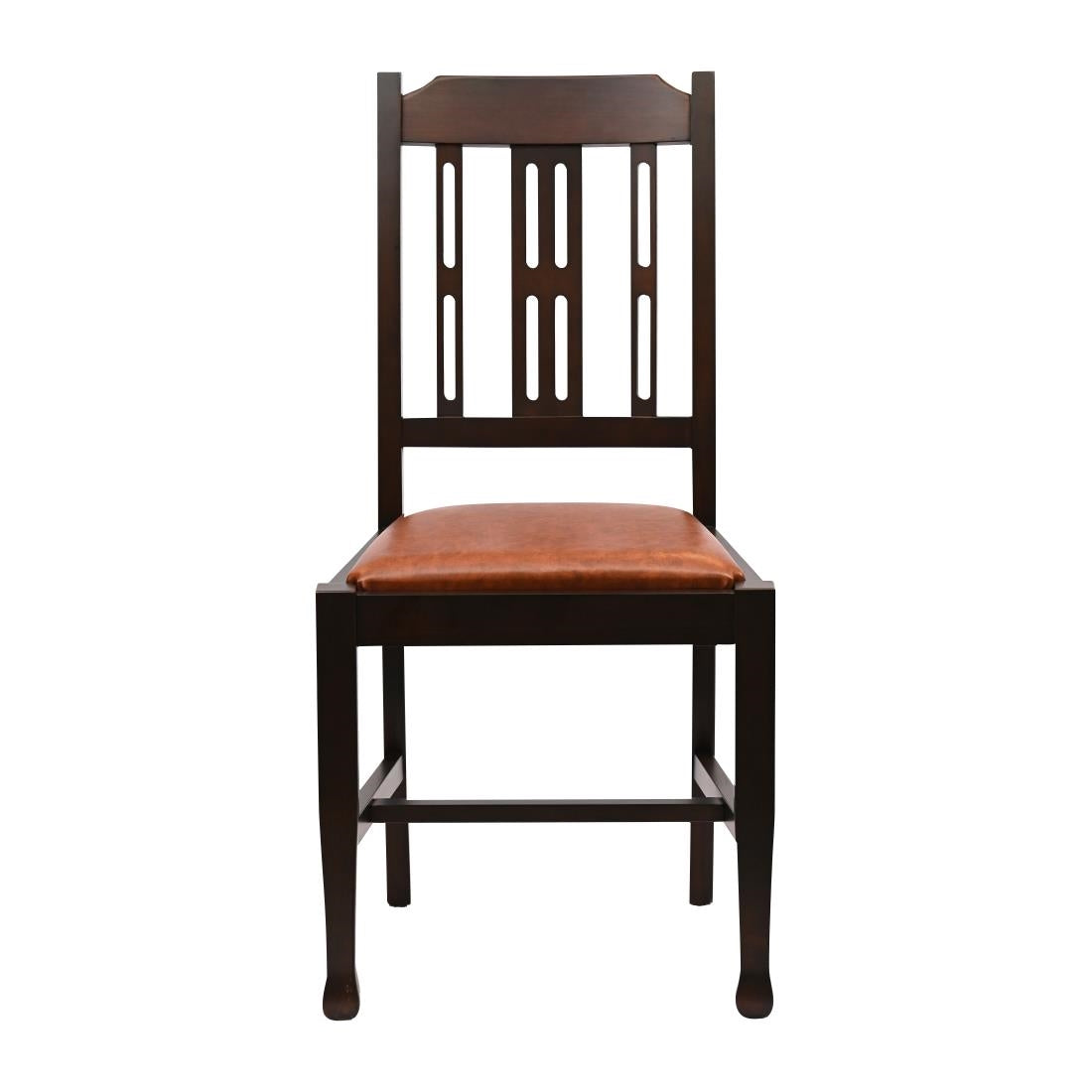 Lattice Back Dining Chair in Dark Walnut with Bison Tan Seat (6 Pack)