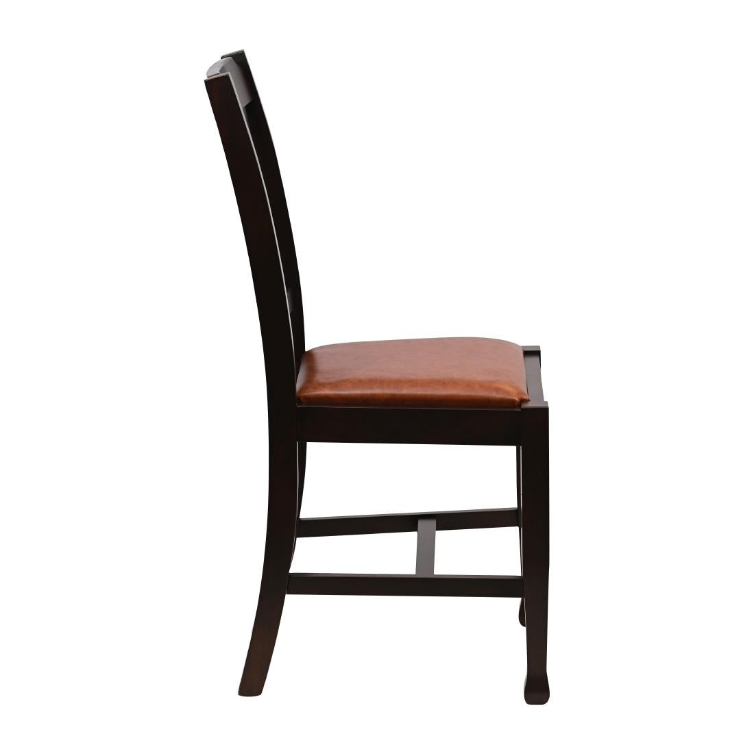 Lattice Back Dining Chair in Dark Walnut with Bison Tan Seat (6 Pack)