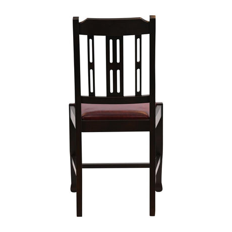 Lattice Back Dining Chair in Dark Walnut with Bison Bordeaux Seat (6 Pack)