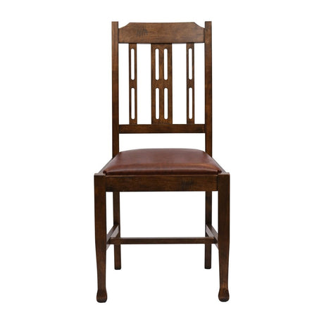 Lattice Back Dining Chair in Vintage Wood with Bison Espresso Seat (6 Pack)