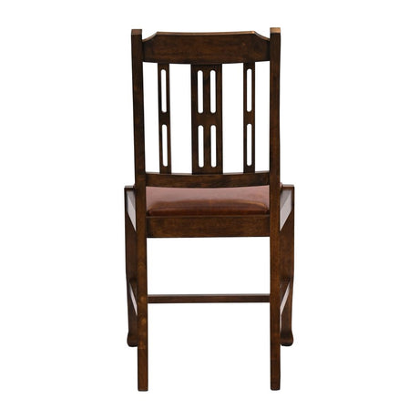 Lattice Back Dining Chair in Vintage Wood with Bison Tan Seat (6 Pack)