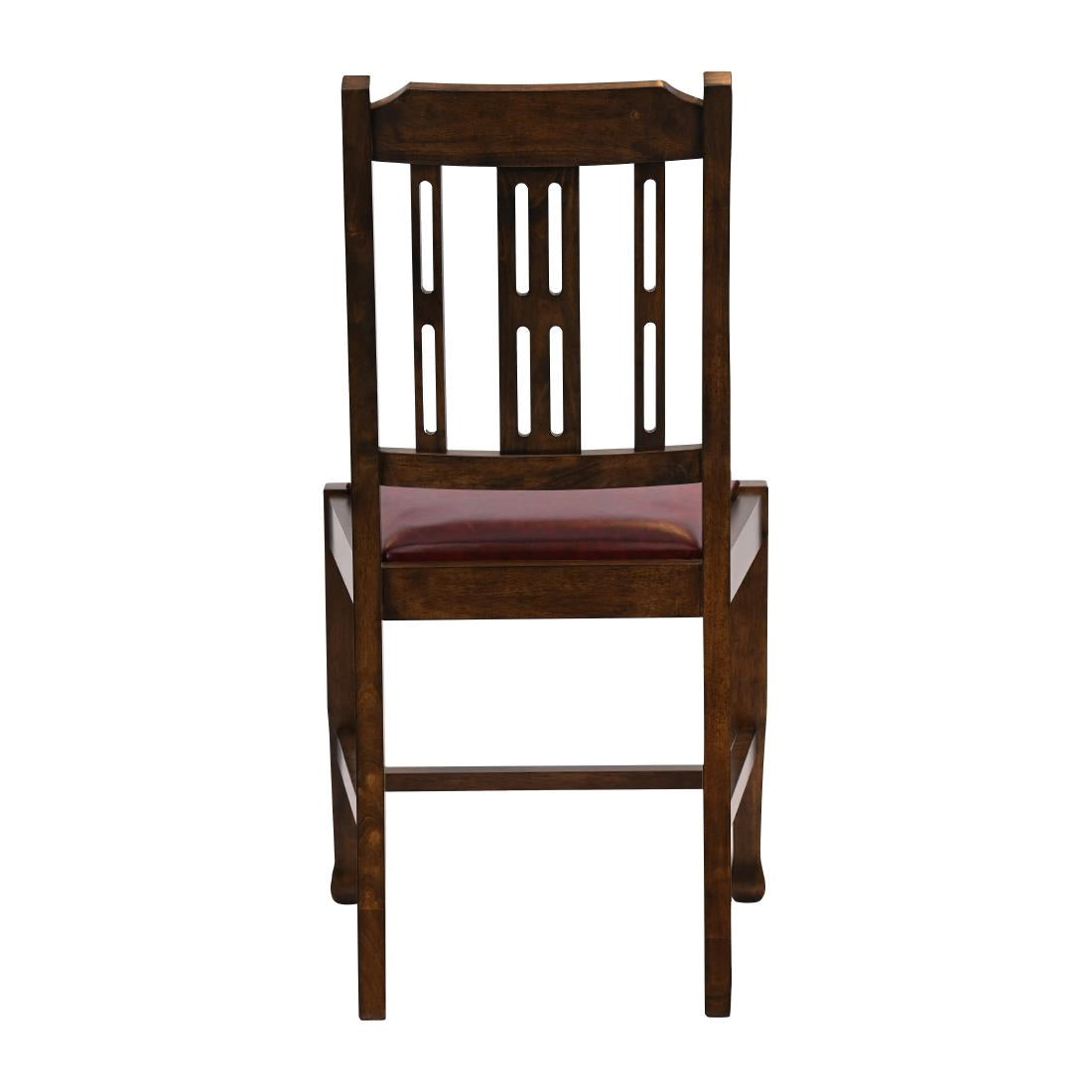 Lattice Back Dining Chairs in Vintage Wood with Bison Bordeaux Seat (6 Pack)