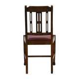 Lattice Back Dining Chairs in Vintage Wood with Bison Bordeaux Seat (6 Pack)