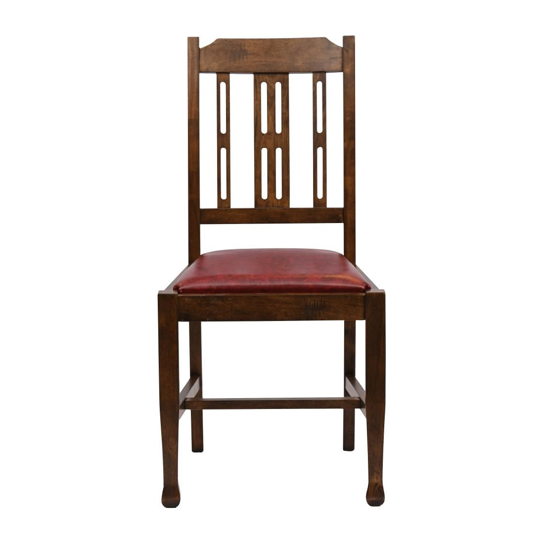 Lattice Back Dining Chairs in Vintage Wood with Bison Bordeaux Seat (6 Pack)