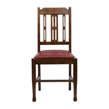 Lattice Back Dining Chairs in Vintage Wood with Bison Bordeaux Seat (6 Pack)