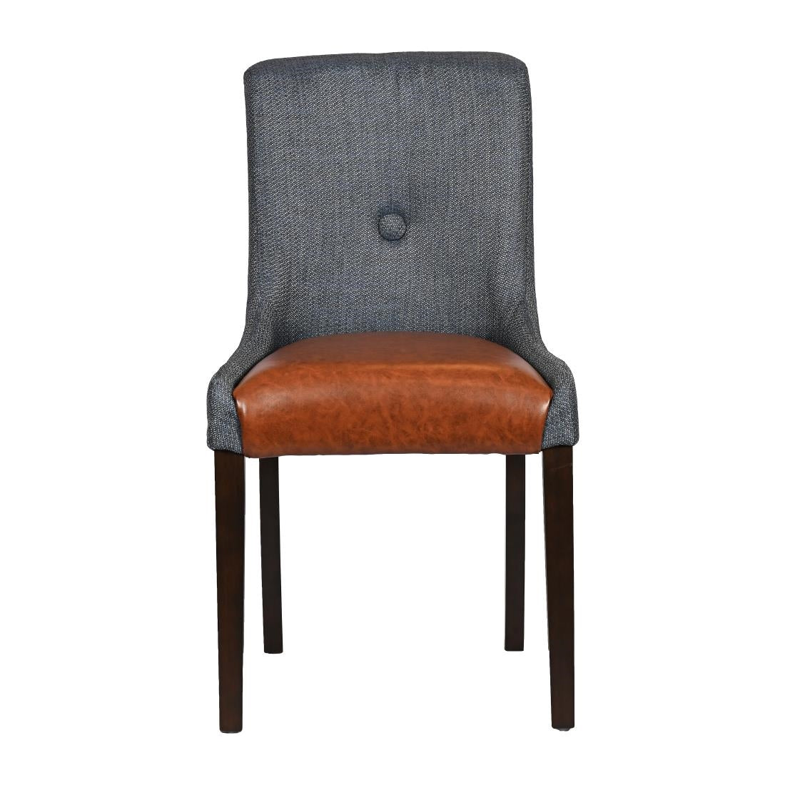 Bath Walnut Dining Chair with Sea Back & Tan Seat (6 Pack)