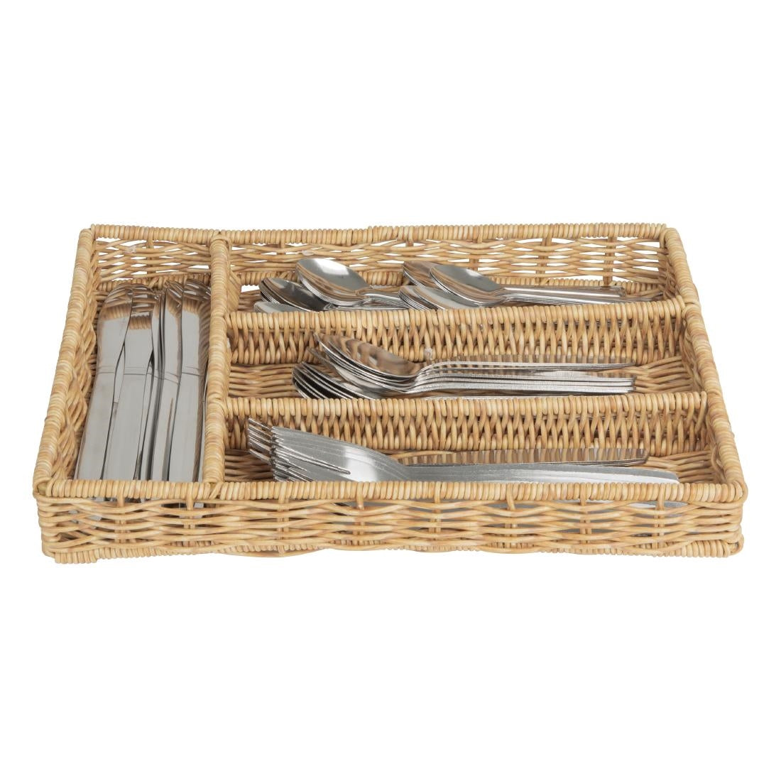 Olympia Polywicker Cutlery Organiser Light Brown 340x250mm