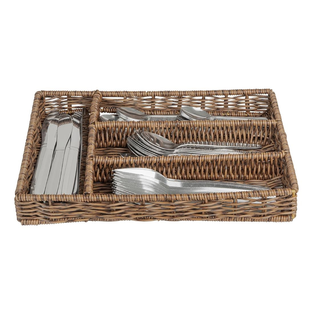 Olympia Polywicker Cutlery Organiser Dark Brown 340x250mm