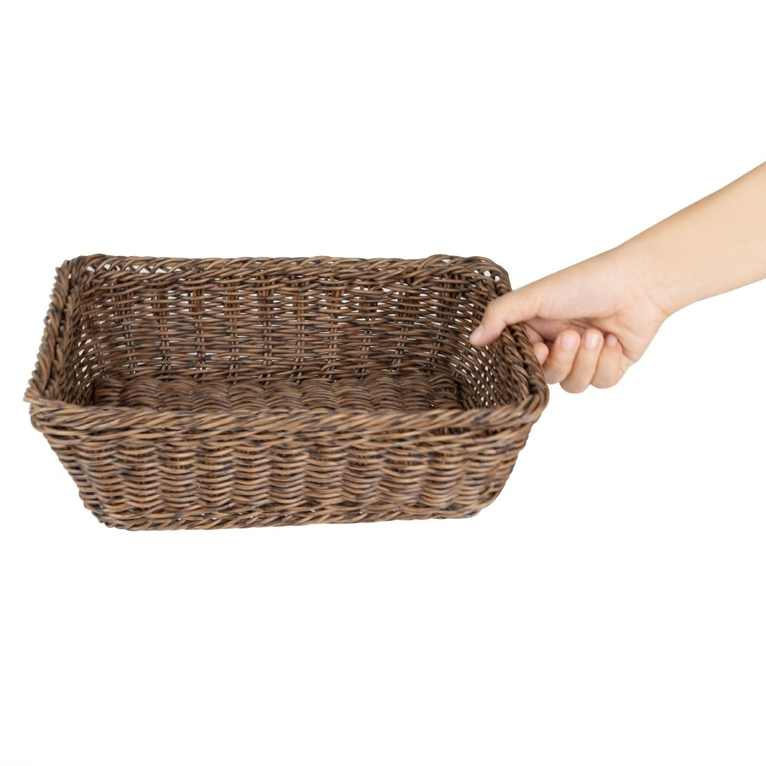 Olympia Polywicker Rectangular Basket Dark Brown 300x230mm