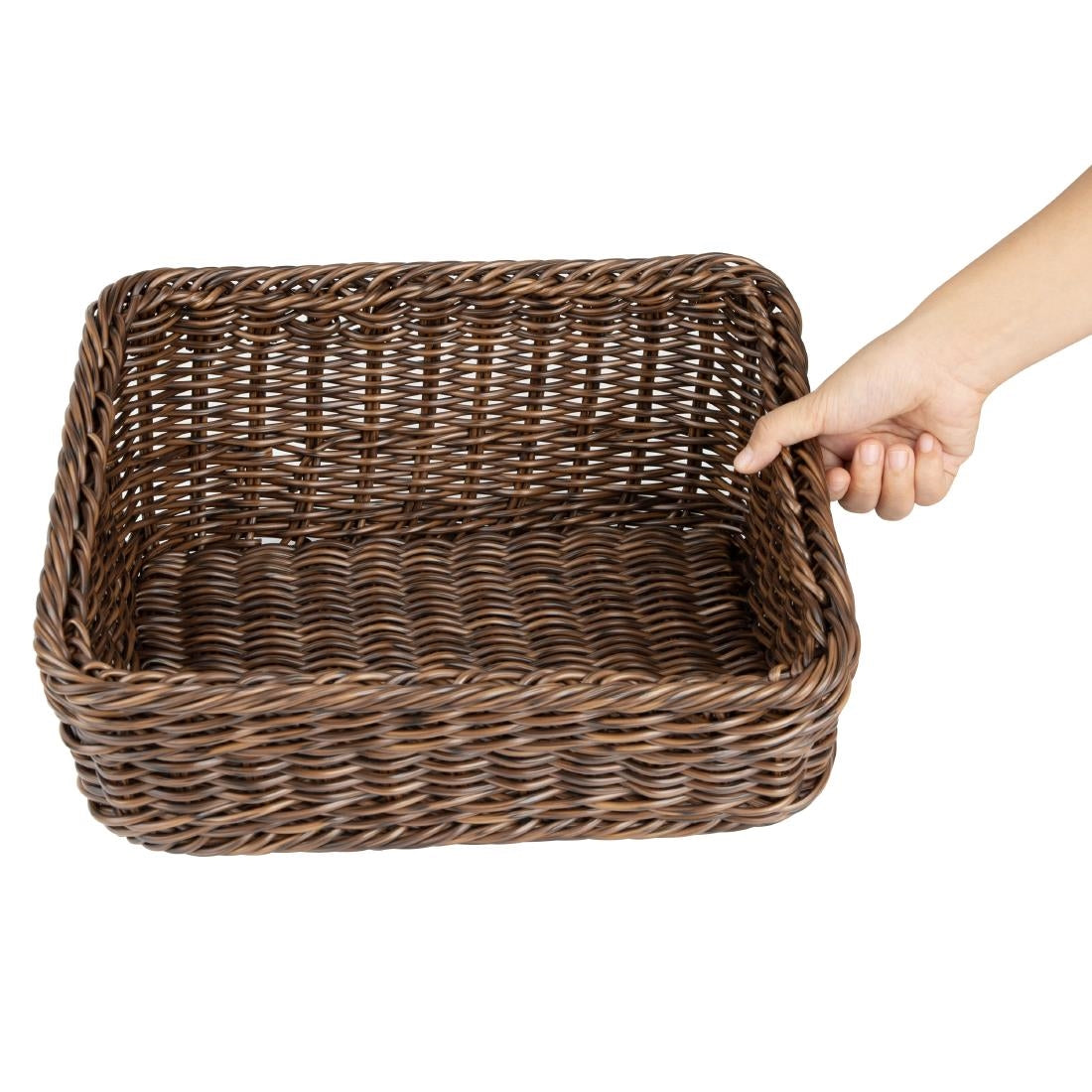 Olympia Polywicker Rectangular Display Basket Dark Brown 360x300mm