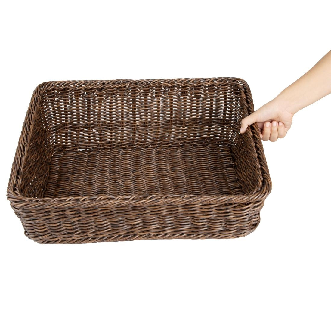 Olympia Polywicker Rectangular Display Basket Dark Brown 525x385mm