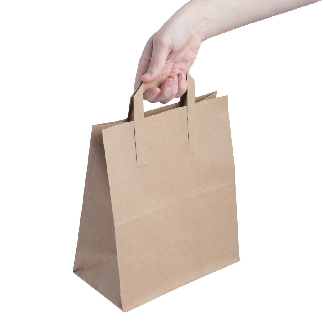 Fiesta Recyclable Flat Handle Brown Paper Bags Large (250 Pack)