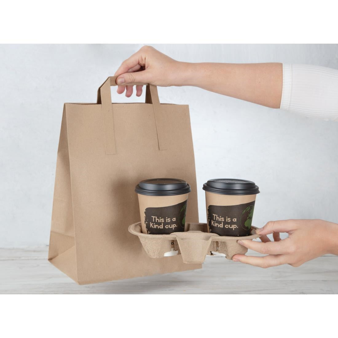 Fiesta Recyclable Flat Handle Brown Paper Bags Large (250 Pack)