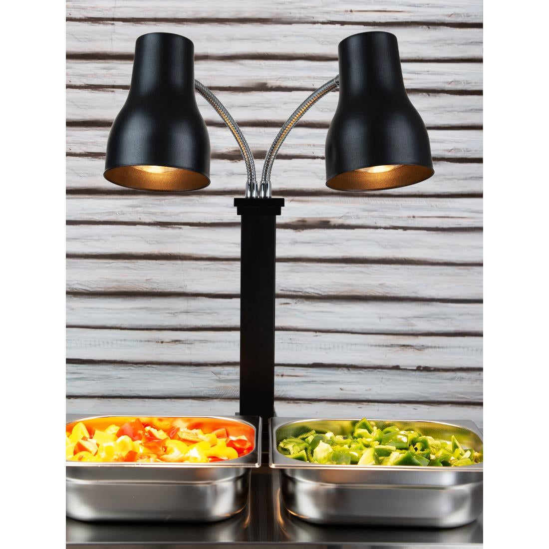 Buffalo Double Heat Lamp Carving Station Matt Black 2x250W