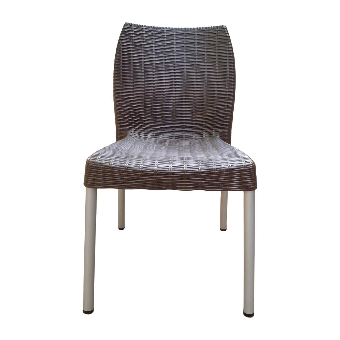 Bolero Elements Polypropylene Rattan Side Chairs Dark Brown (4 Pack)
