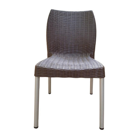 Bolero Elements Polypropylene Rattan Side Chairs Dark Brown (4 Pack)