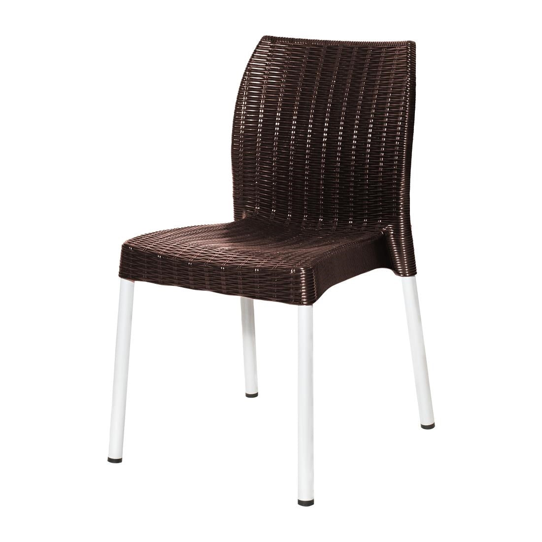 Bolero Elements Polypropylene Rattan Side Chairs Dark Brown (4 Pack)