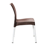 Bolero Elements Polypropylene Rattan Side Chairs Dark Brown (4 Pack)