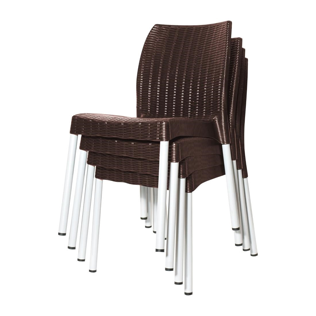 Bolero Elements Polypropylene Rattan Side Chairs Dark Brown (4 Pack)