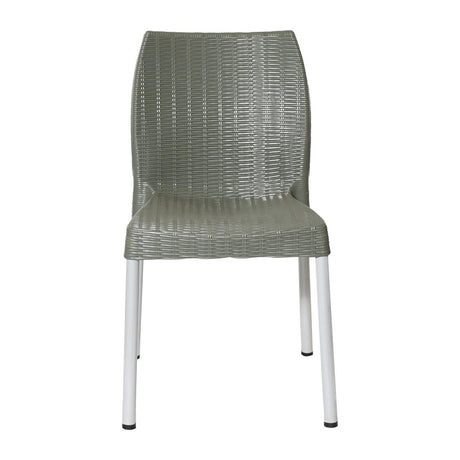 Bolero Elements Polypropylene Rattan Side Chairs Olive Green (4 Pack)