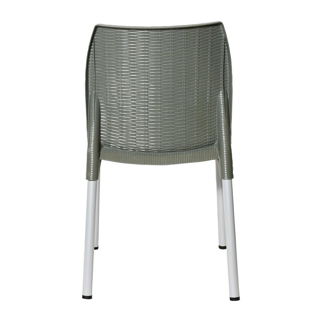 Bolero Elements Polypropylene Rattan Side Chairs Olive Green (4 Pack)