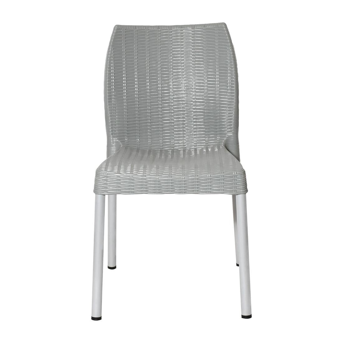 Bolero Elements Polypropylene Rattan Side Chairs Grey (4 Pack)