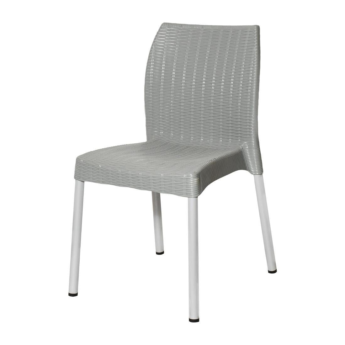 Bolero Elements Polypropylene Rattan Side Chairs Grey (4 Pack)