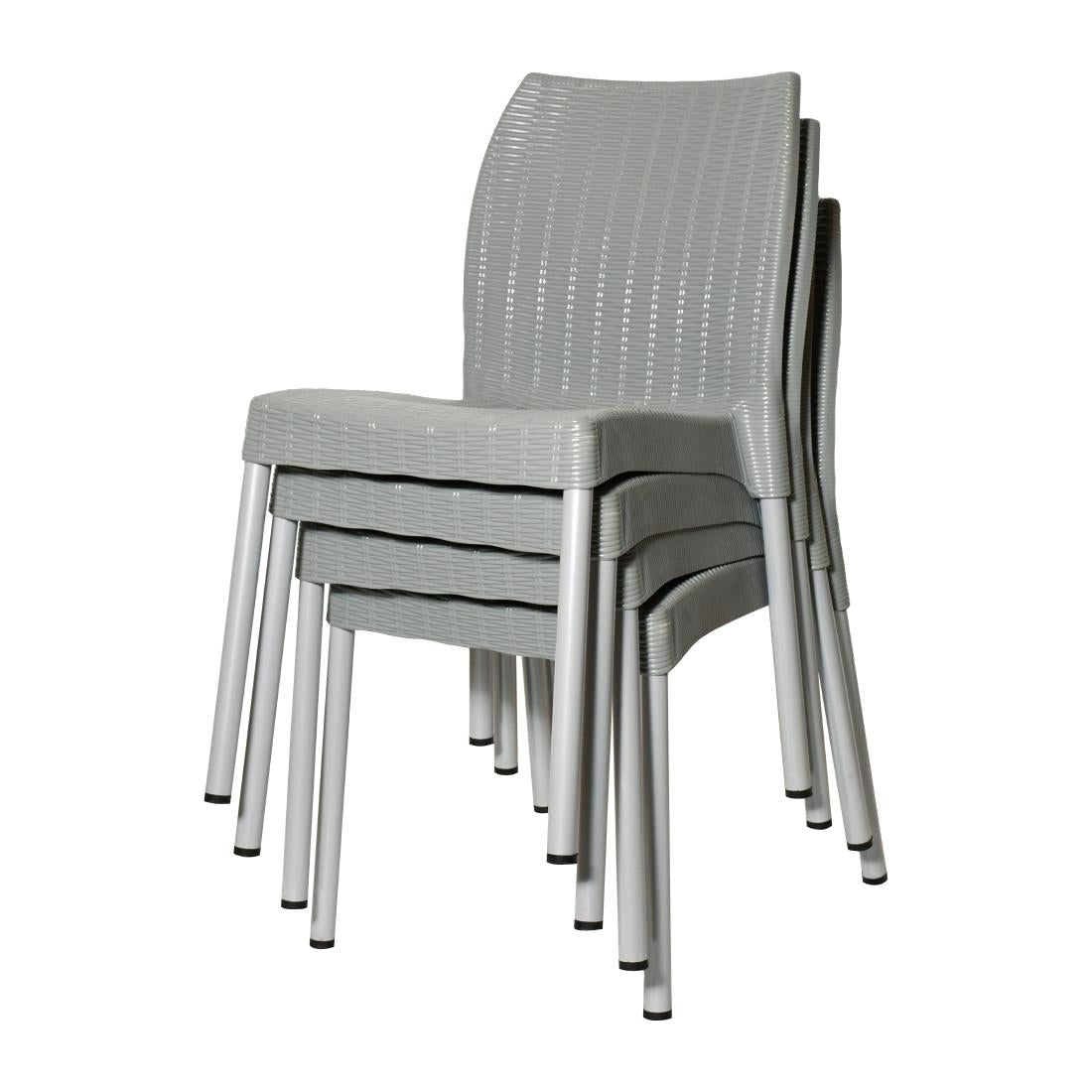 Bolero Elements Polypropylene Rattan Side Chairs Grey (4 Pack)