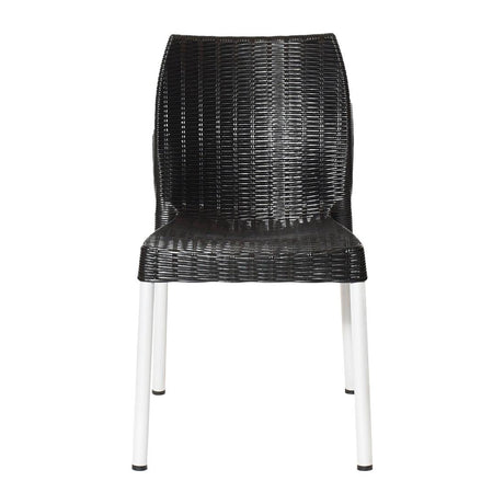 Bolero Elements Polypropylene Rattan Side Chairs Black (4 Pack)