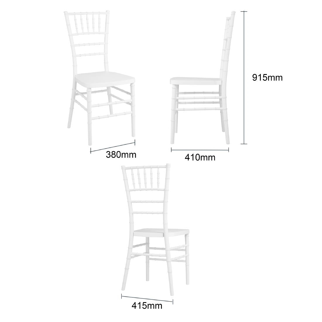 Bolero Chiavari Polypropylene Chairs White (4 Pack)