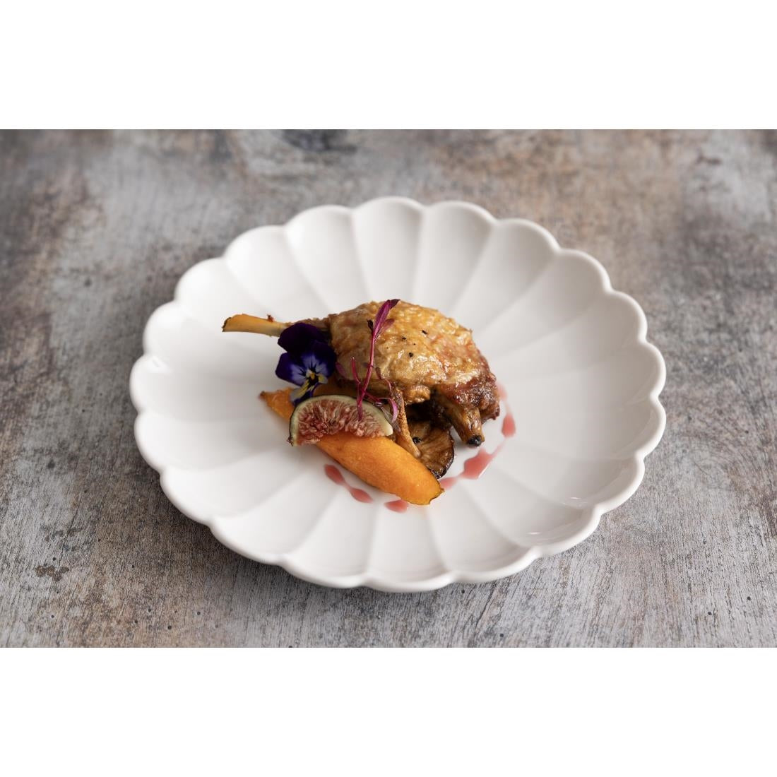 Olympia Bloom Scalloped Plates White 226mm (6 Pack)