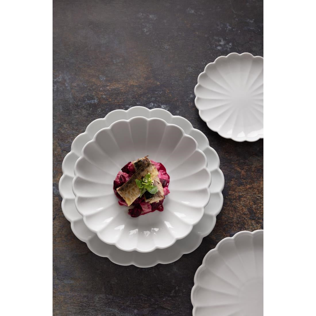 Olympia Bloom Scalloped Bowls White 230mm (6 Pack)